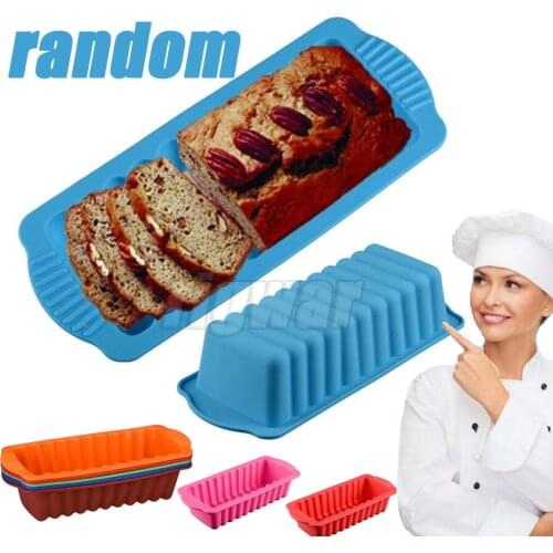 Big Silicone Rectangle Non Stick Bread Loaf Cake Mold Bakeware Baking Pan Oven Mould 26*14CM random color supply