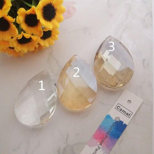 Camal 2pcs 50mm Clear/Cognac/Light champagne Mesh Crystal Prisms Pendant Chandelier Suncatcher Hang Ornament Lighting Lamp Part