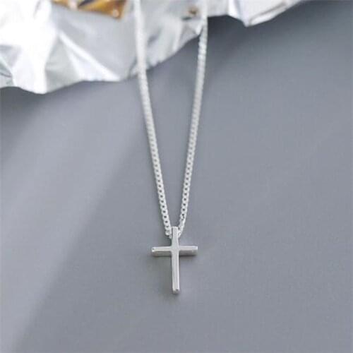 Fine 925 Sterling Silver Cross Clavicle Chain Ladies Simple Personality Necklace Jewelry for Women Girls Wedding Gifts SN003