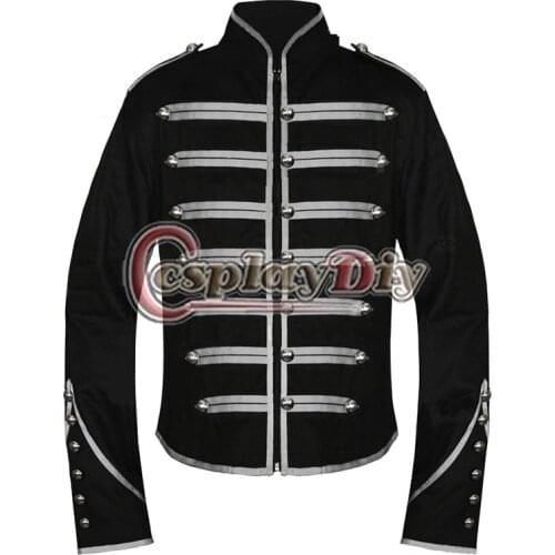 Black Silver My Chemical Romance Military Jacket Medieval Coat Emo Parade Halloween Cosplay Costume D0912