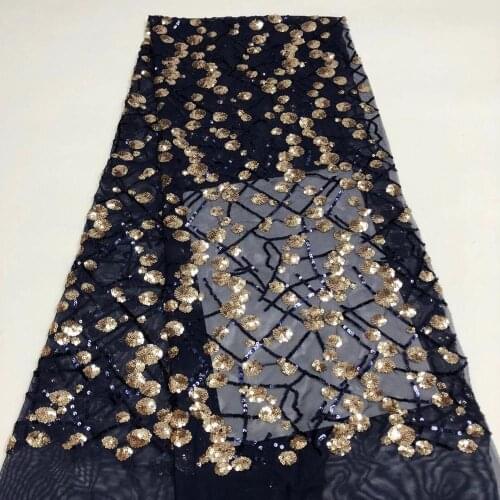Cheap Embroidery French Lace Fabric 2020 Multicolor Sequins Fabric Material Tulle Mesh Lace Dress African Sequins Lace Clothes