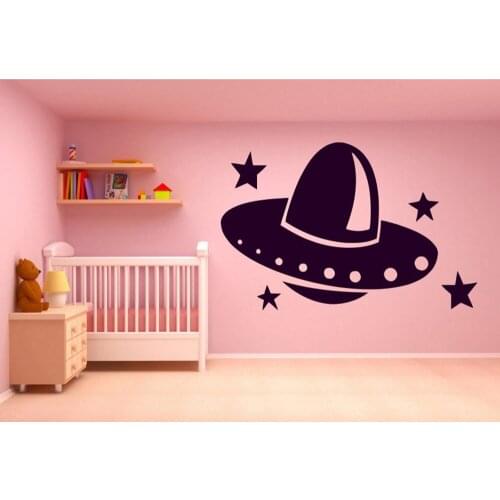 House decorative Wall Sticker Decals Mural Room Design Decor Art Pattern Funny Alien Newcomer Nursery Space Galaxy UFO G298