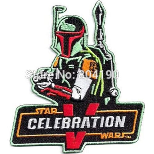 4" Celebration V Exclusive BOBA FETT TV Movie Embroidered IRON ON and SEW ON Cool Biker Vest Patch Military Badge
