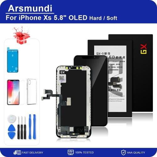 GX Xs OLED For iPhone Xs Hard / Soft LCD Display Touch Screen Digitizer Assembly Tested No Dead Pixel Replacement LCDs