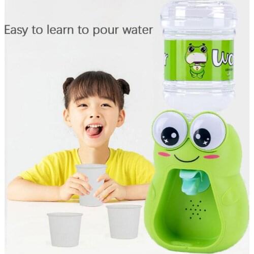 1 Set Childrens Simulation Fun Water Dispenser Mini Green Frog Play House Water Kitchen Toy With Light Music For Baby Kids Gift