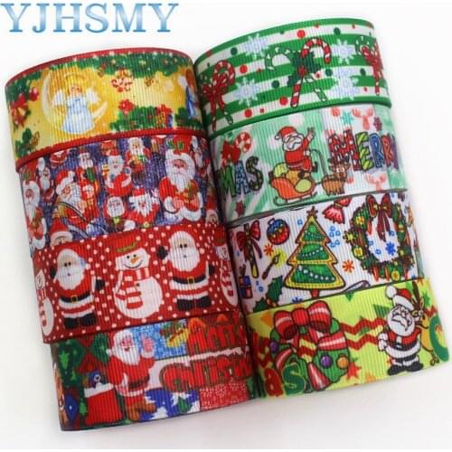 YJHD 0015 25mm 10 yards Christmas printed grosgrain ribbon packaging design, DIY accessories handmade materials
