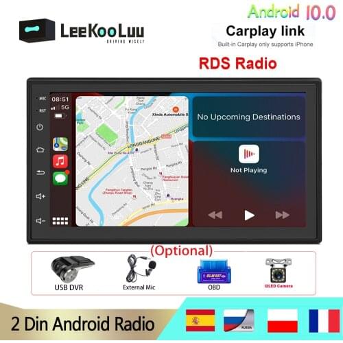 LeeKooLuu Automotive Intelligent Systems Android 2 Din Car Radio Carplay Multimdedia Player for Nissan Toyota Kia Hyundai Ford