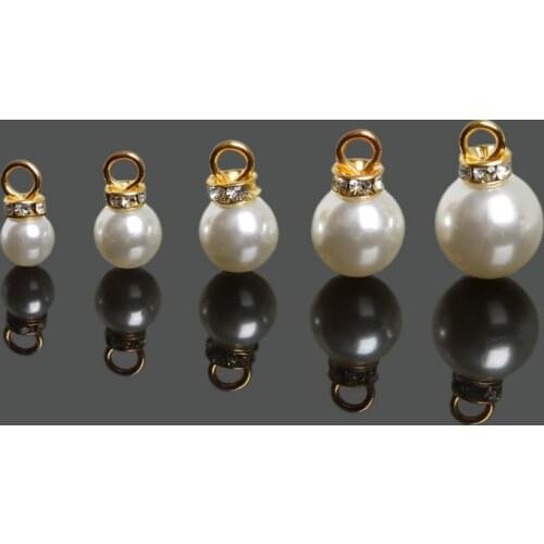 Hot Selling 10pcs/lot 5 Sizes Imitation Pearl Ball Charms Pendant for Ears Necklace Fashion Jewelry Women Dress Clothes Making