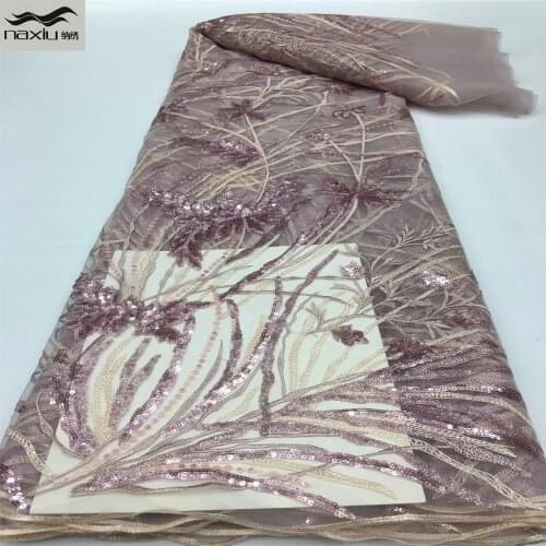 Madison African Lace Fabric With Sequins Embroidery 2021 High Quality French Tulle Lace Material For Nigeria Wedding Party