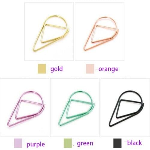 Cute waterdrop paper clip office supplies creative metal bookmark stationery shaped paper clip book accessories 30 / 50PCS/Pack