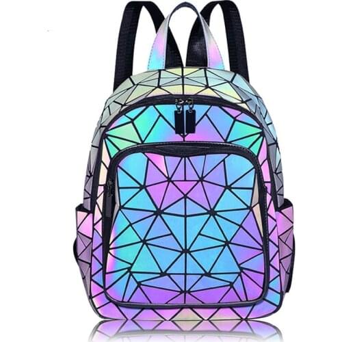 Fashion Night Reflective Backpack Girl Diamond Lattice Womens Backpacks bag Daily Lady Shoulder Backpack Mochila Schoolbag 2021