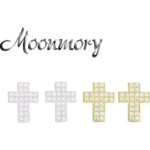 Moonmory 2021 Unique Design 925 Sterling Silver Simple Luxury Cross Stud Earring For Women Silver Small Cross Earring Brincos