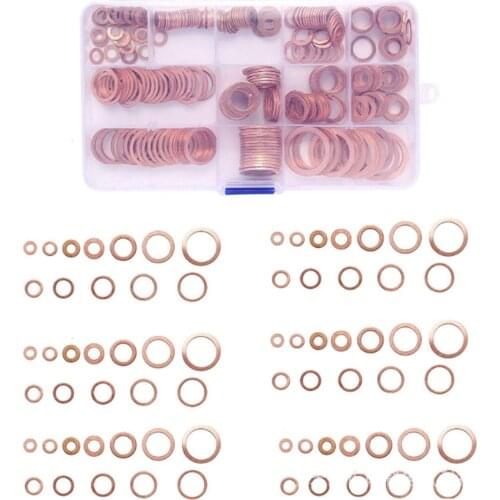 280Pcs/Set Seal Assortment Set Copper Washer Gasket Nut Oil Copper Rings Discs
