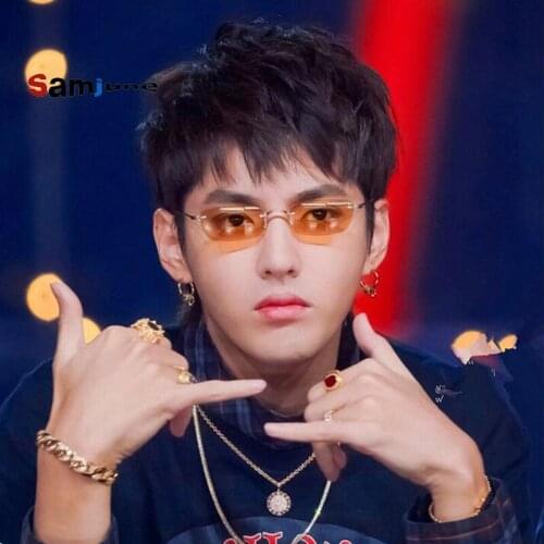 Samjune 2020 New Square Rimless Sunglasses Women Brand Fashion Alloy Frame Vintage Gradient Sun Glasses Female Shade UV400