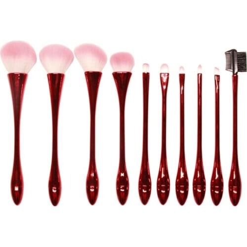 New 10pcs women makeup set,Soft Slim Waist Cosmetics Brush set,High Quality Fishtail Brushes kit,Fiber Brush Head for Makeup