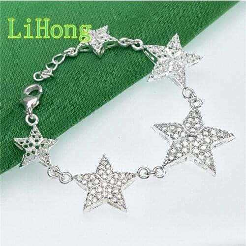 New 925 Sterling Silver Bracelet Five-Pointed Star Bracelet For Woman Charm Jewelry Party Gift