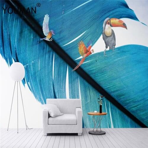 Wallpapers YOUMAN 3D Custom Cartoon Modern Feather Parrot Photo Home Decor For Kids Bedroom Sofa Environment Friendly Murals