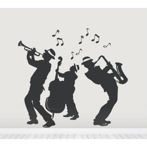 Jazz Band Silhouette Wall Decals Waterproof Dance Decor Removable Wall Stickers For Jazz Fans Bedroom Party Ornament YY06