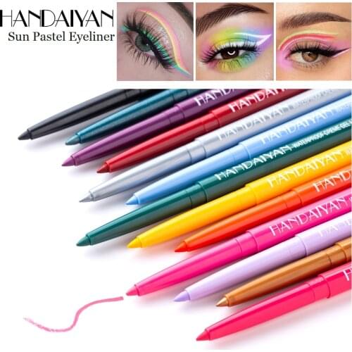 HANDAIYAN New Sun Pastel Eyeliner Pen Waterproof Easy To Wear Matte Shimmer Blue Red Green White Brown Eyeliner 6pcs/Set