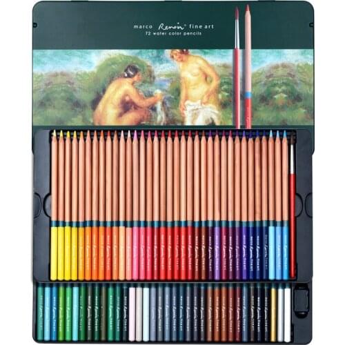 Marco Professional Watercolor Pencil 24/36/48/72/100 Colors Soft Water Soluble Colored Pencils For Painting Student Art Supplies