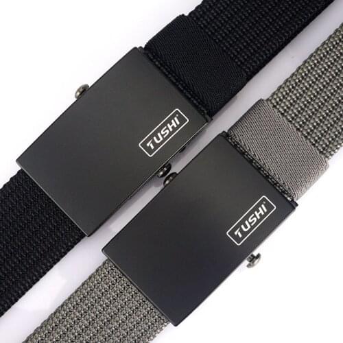 Official Genuine Nylon Belt Mens Casual Canvas Belt Young Student Metal Slide Bar Buckle Belt BLL051BB