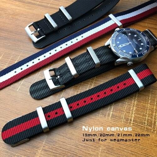 19/20/21/22mm High Quality Watchband Canvas Nylon Sport Strap for Omega Seamaster Rolex Submariner Universal Watch Accessories
