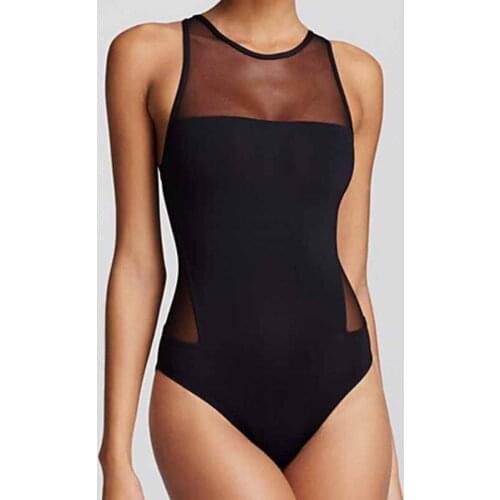 Mesh Transparent Swimwear Women Summer Hot Style Newest Design One Piece Swimsuit Sexy Black Beachwear One Piece Bathing Suit