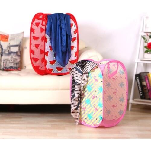Foldable Dirty Clothes Basket Dirty Clothes Cartoon Mesh Multifunctional Laundry Basket Large Capacity Household Storage Basket