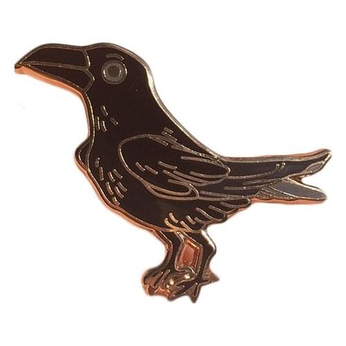 Black raven hard enamel pin crow bird brooch goth witchcraft badge magic animal gift