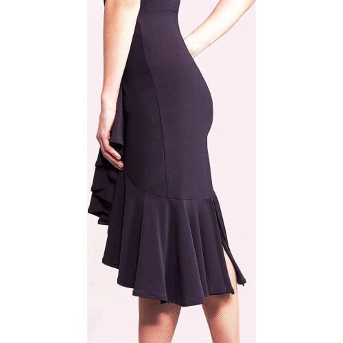 Latin dance package hip pleated leaf split skirt slanted wrap skirt S17005 Latin Ballroom Dance Practice skirt