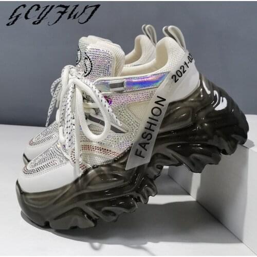 Women Sneakers Lace-Up Round Toe Shallow Flat Platform Ladies Shoes Thick Bottom Genuine Leather Breathable Net Zapatos De Mujer