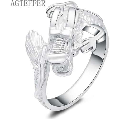 AGTEFFER 925 Sterling Silver Opening Classic Man Faucet Ring For Women Fashion Wedding Engagement Party Gift Charm Jewelry