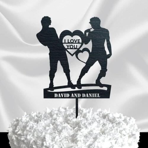 Gold Glitter Wedding Cake Topper Couple -SILHOUETTE CAKE TOPPER for Me· Gay Wedding Cake Topper Mr & Mr - Custom Cake Topper Bla