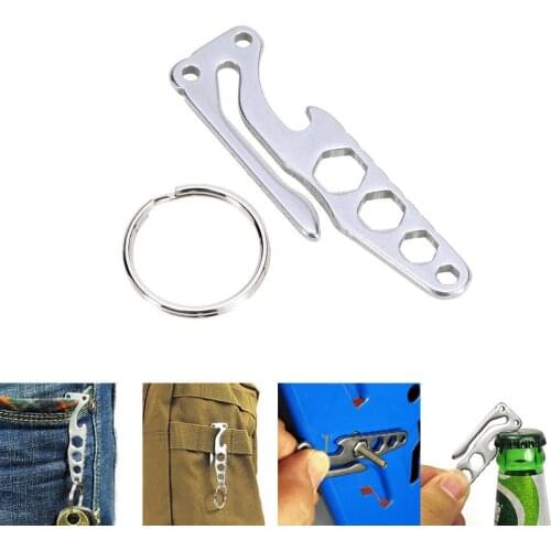 1PC Mini Stainless Steel Keychain Wrench Outdoor EDC Portable Travel Kits Multi-Tool Opener Spanner Clips Survival Keychain tool