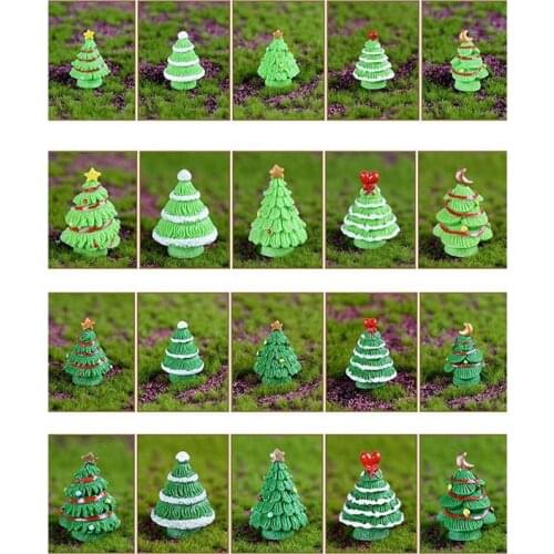 1 Pcs Random Style Christmas Tree Miniature Figurine Mini Christmas For Kawaii Diy Fairy Garden Ornaments Resin Craft