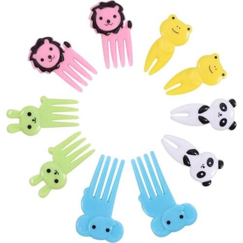 10pcs Cute Mini Animal Fruit Forks Farm Cartoon Food Picks Children Snack Cake Dessert Food Fruit Forks Lunch Bento Accessories