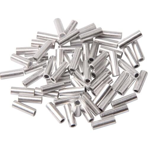 300Pcs White Round Aluminum Fishing Tube Fishing Wire Pipe Crimp Sleeves Connector Fishing Line Accessories Size 1.0mm-2.0mm