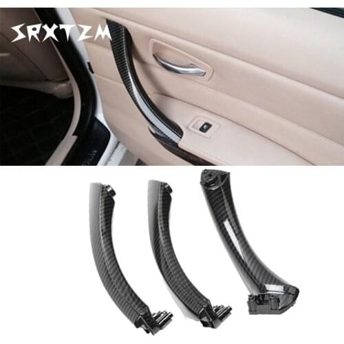 ABS LHD Carbon Fiber Texture Car Inner Handle Interior Door Panel Pull Trim Cover For BMW 3 series E90 E91 E92 316 318 320