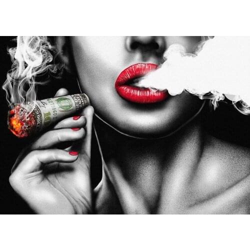 5D Diy diamond painting Smoking Woman Beauty Lady Full Drill embroidery cross stitch mosaic Craft Kits Home Decor Christmas Gift
