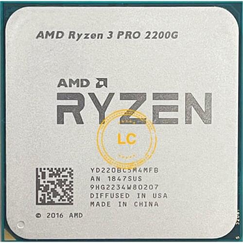 AMD Ryzen 3 PRO 2200G R3 PRO 2200G 3.5 GHz Quad-Core CPU Processor 65W YD220BC5M4MFB Socket AM4