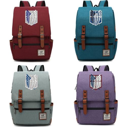 B0804 Fashion Anime Wings Attack Titan Buckle Children School bag Teenagers Student Schoolbags Women Bagpack Men Backpack