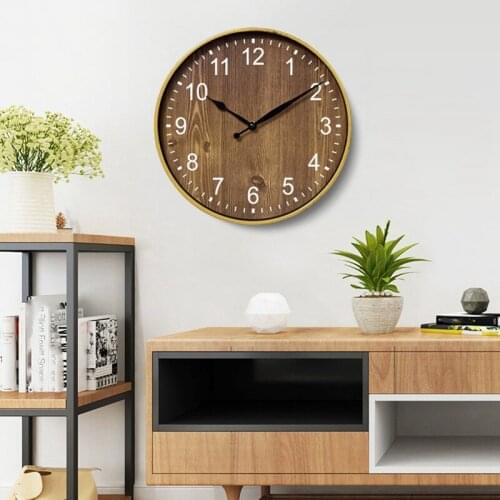 Silent Wood Grain Wall Clock, 3D Retro Wall Clock for Fashion/Living Room Decoration, 12 Inches