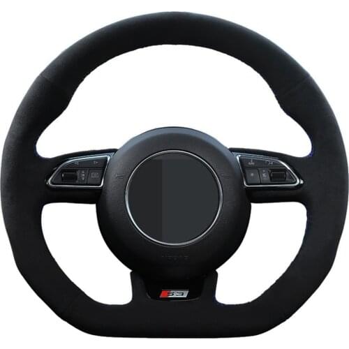 Car Steering Wheel Cover Genuine Leather Suede For Audi S1 8X S3 8V Sportback S4 B8 Avant S5 8T S6 C7 S7 G8 RS Q3 8U SQ5 8R