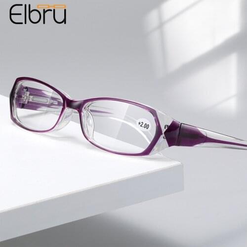 Elbru Ultralight Anti Blue Light Reading Glasses Women Men Spring Leg Clear Resin Lens Presbyopia Eyeglasses Diopters +1.0 +4.0