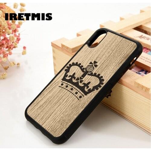 Iretmis 5 5S SE 6 6S phone case cover for iPhone 7 8 plus X Xs 11 Pro Max XR King prince crown vtg graphic silhouette symbol