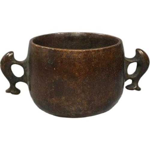 Chinese Old Copper Collection Pure Copper Incense burner Pisces