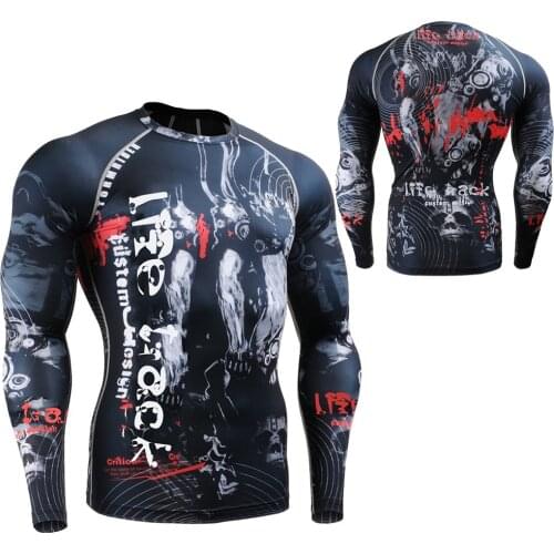 Second Skin Running/Training/MMA Shirt with Complete Graphic Quick-drying Multiuse Gym Fitness Bodybuilding Compression Tights