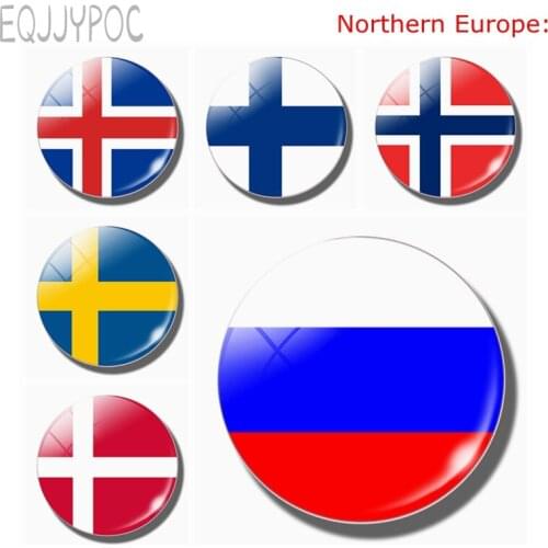 Flag of Russia Glass Fridge Magnet Northern Europe Russian Finland Sweden Norway Iceland Denmark Magnetic Refrigerator Stickers