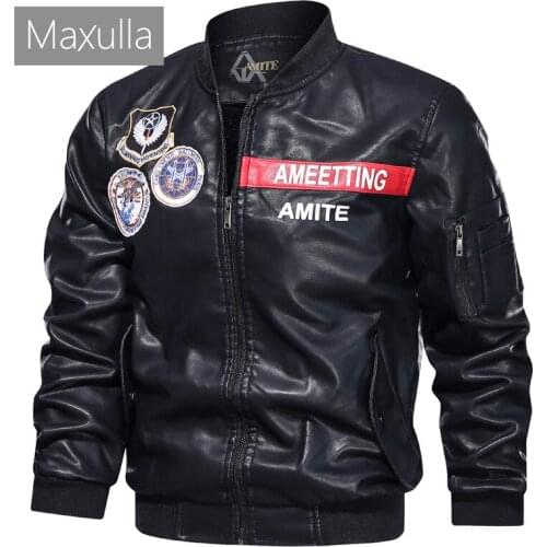 Maxulla Winter Mens PU Jackets Casual Male Fleece Warm Motorcycle Biker Leather Jacket Man Streetwear Leather Coats Clothing