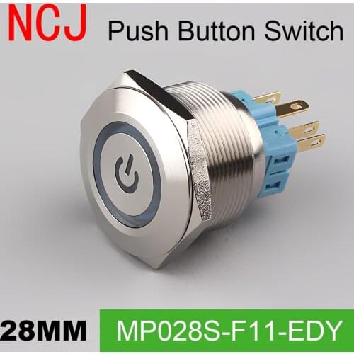 NCJ 28mm Metal Push Button Switch IP67 Maintained Alternate & Momentary push button switch with LED lamp 5A